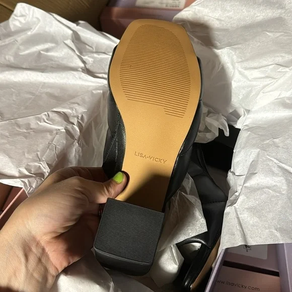 Lisa Vicky Very Sandal Black Sheep Nappa Quilted Puffer - Picture 4 of 4